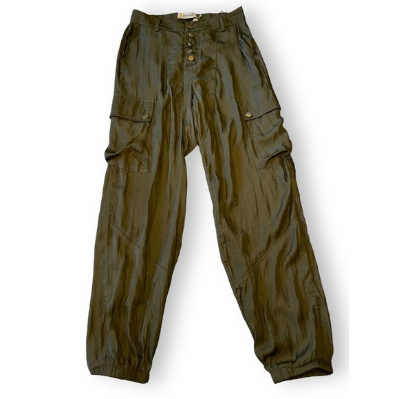 DO+BE Cargo Elastic Waist Packets Silky Pants Women’s Gray S - Picture 1 of 16